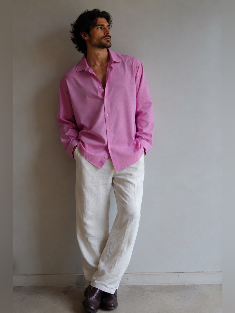 NWT XOLOS Pink Diamond Pattern Button-Up Dress Shirt XXL